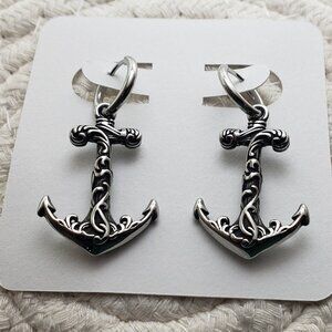 Stainless steel 10mm Anchor hoop locking earring